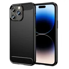 iPhone 14 Pro Skal Borstad St&aring;l Textur Svart
