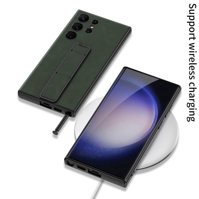 Bild 3, GKK Galaxy S24 Ultra Skal Läder Kickstand Matt Grön