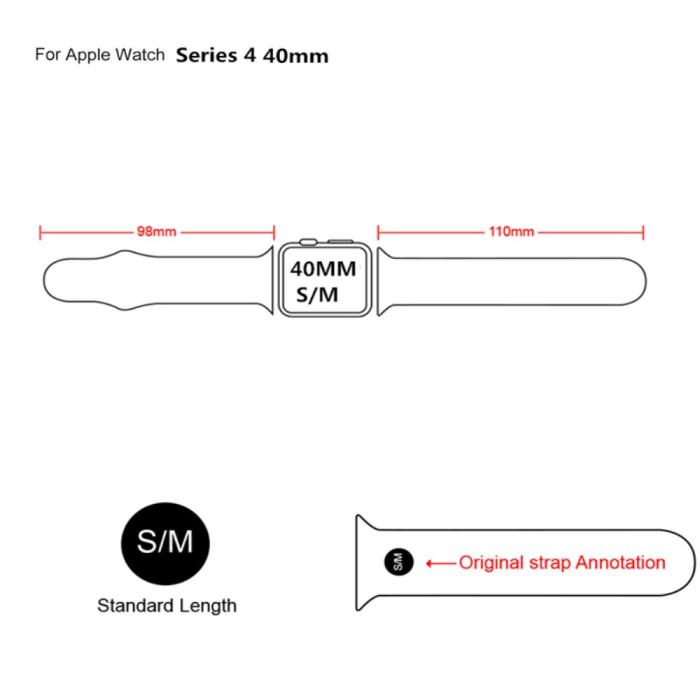 Bild 4, Silikon Armband Apple Watch 42/41/40/38 mm (S/M) - Svart