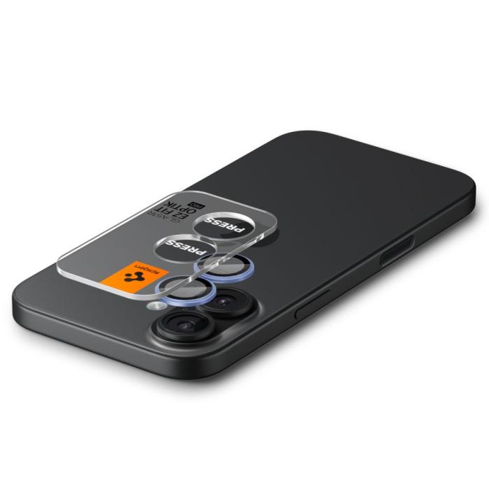 Bild 5, Spigen iPhone 17/16/16 Plus 2-PACK Linsskydd GLAS.tR 
