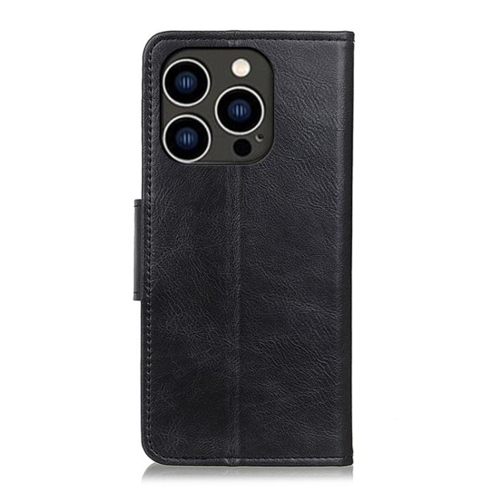Bild 3, iPhone 15 Pro Fodral Crazy Horse Läder Svart