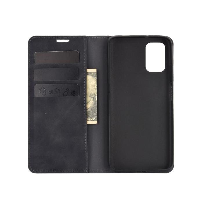 Bild 3, Xiaomi Redmi 9T - Silkeslent Läder Flip Fodral - Svart
