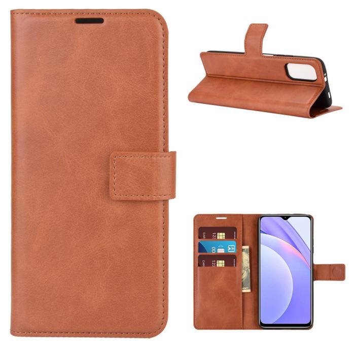 Bild 1, Xiaomi Redmi 9T - Läder Fodral - Brun