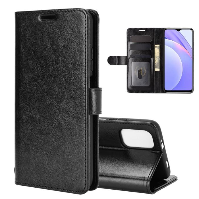 Bild 2, Xiaomi Redmi 9T - Crazy Horse Läder Fodral - Svart