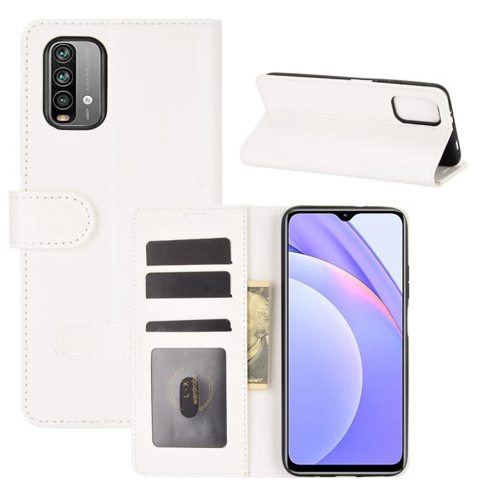 Bild 1, Xiaomi Redmi 9T - Crazy Horse Läder Fodral - Vit