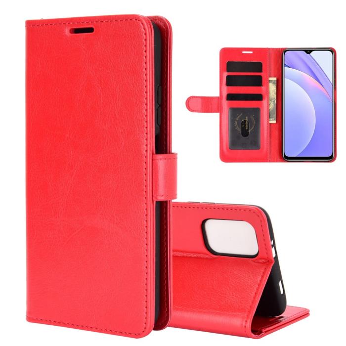 Bild 2, Xiaomi Redmi 9T - Crazy Horse Läder Fodral - Röd