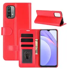 Xiaomi Redmi 9T - Crazy Horse Läder Fodral - Röd