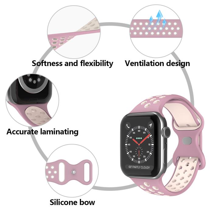 Bild 5, Sportarmband Dual-Color Apple Watch 42/44/45/49 mm (S/M) Lavender/Rosa