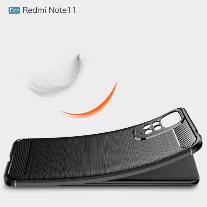 Bild 6, Xiaomi Redmi Note 11 4G Skal Borstad Stål Textur Svart