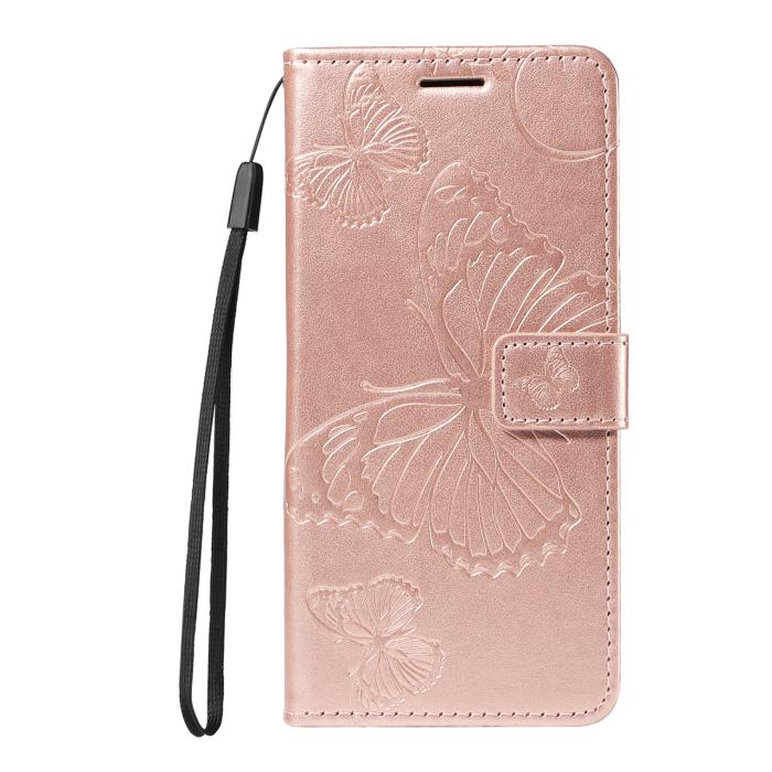 Bild 4, Xiaomi 17T Fodral Läder Fjärilar Roséguld