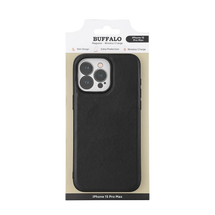 Bild 2, Buffalo iPhone 15 Pro Max Mobilskal MagSafe Läder Svart