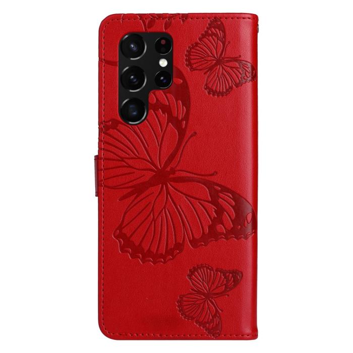 Bild 5, Samsung Galaxy S22 Ultra Fodral Tryck Butterfly Röd