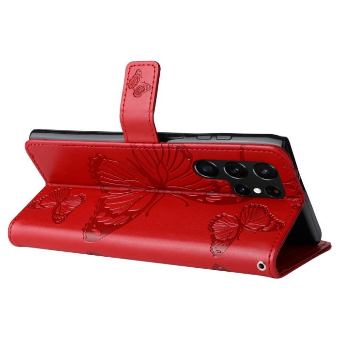 Bild 6, Samsung Galaxy S22 Ultra Fodral Tryck Butterfly Röd