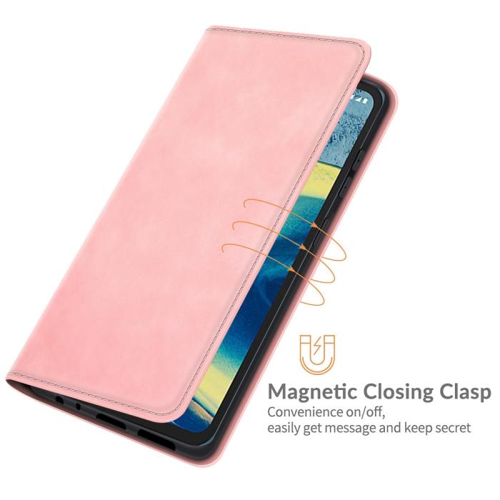 Bild 3, Nokia XR20 Fodral Skin Touch Flip Läder Ljus Rosa