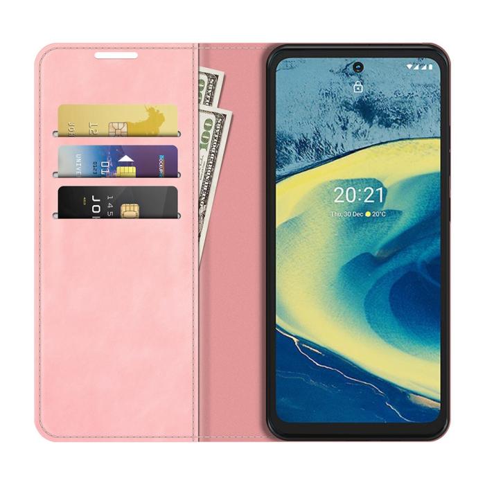 Bild 4, Nokia XR20 Fodral Skin Touch Flip Läder Ljus Rosa