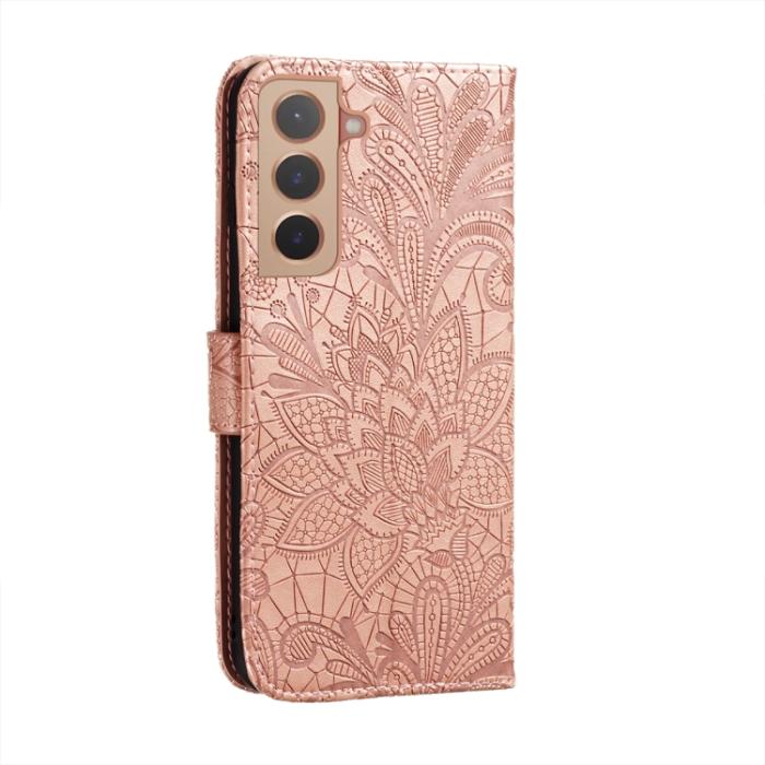 Bild 3, Samsung Galaxy S22 Fodral Flower Textur Roséguld