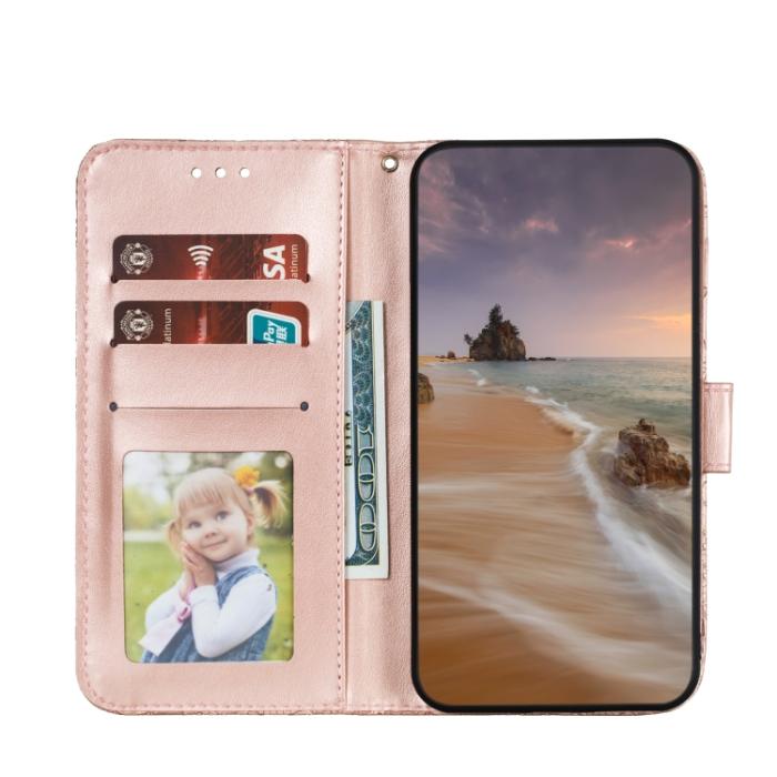 Bild 4, Samsung Galaxy S22 Fodral Flower Textur Roséguld
