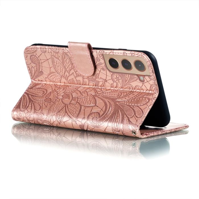 Bild 6, Samsung Galaxy S22 Fodral Flower Textur Roséguld