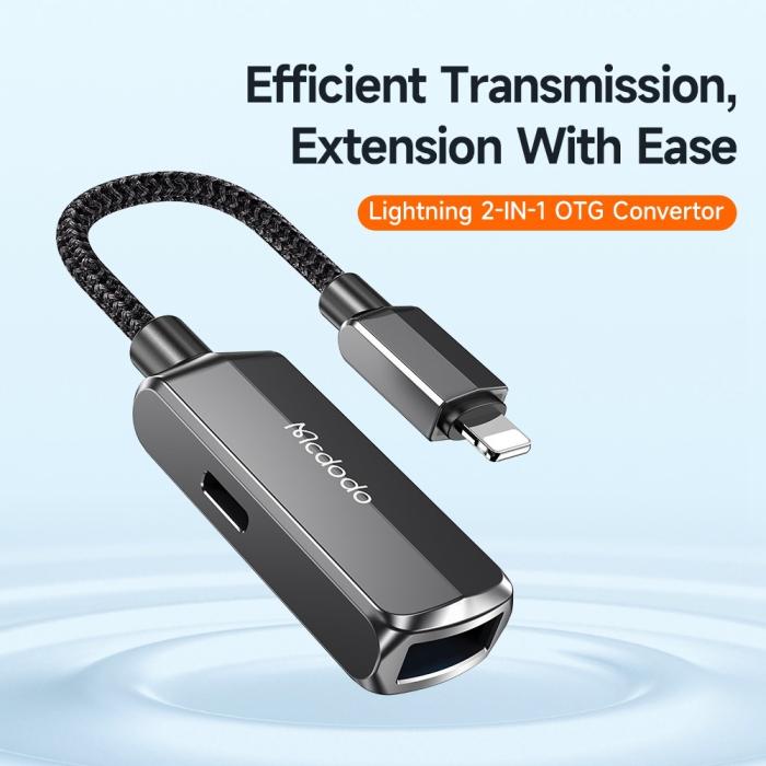 Bild 2, Mcdodo 2.4A 2in1 Lightning - USB-A 3.0/Lightning Hona Adapter
