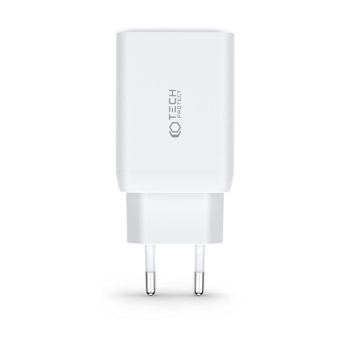 Bild 2, Tech-Protect 65W PD Väggladdare 2x USB-C 1x USB-A Vit