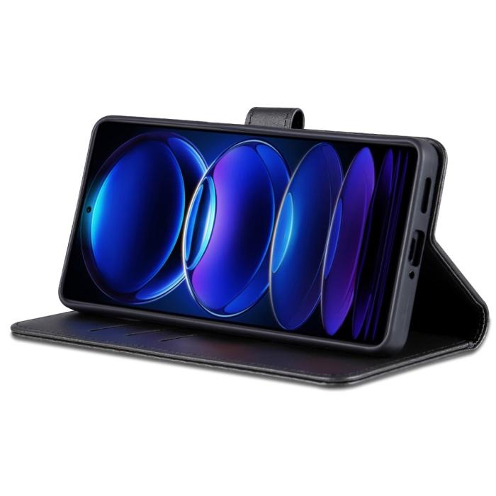 Bild 3, AZNS Xiaomi Redmi Note 12 Pro 5G Fodral Läder Svart