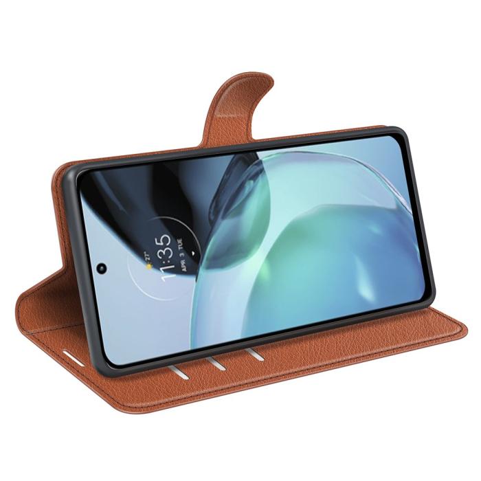 Bild 3, Google Pixel 7A Fodral Litchi Textur Läder Brun