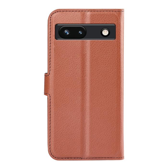 Bild 6, Google Pixel 7A Fodral Litchi Textur Läder Brun