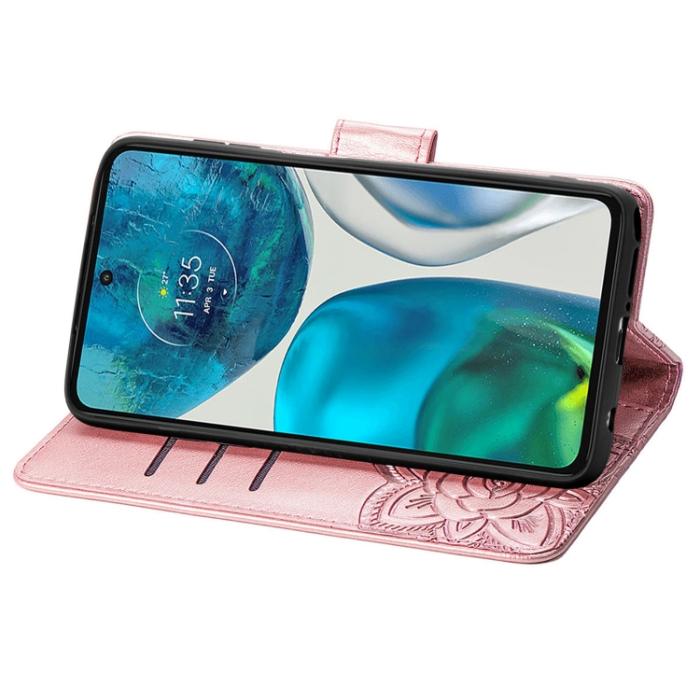 Bild 4, Motorola Moto G52/G82 Fodral Fjäril Tryck Roséguld