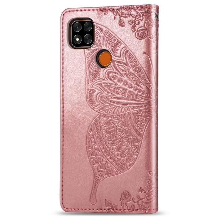 Bild 4, Xiaomi Redmi 9C Fodral Butterfly Roséguld