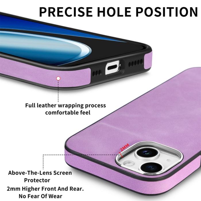 Bild 4, iPhone 15 Plus Skal Läderbelagt Skin Touch Lila