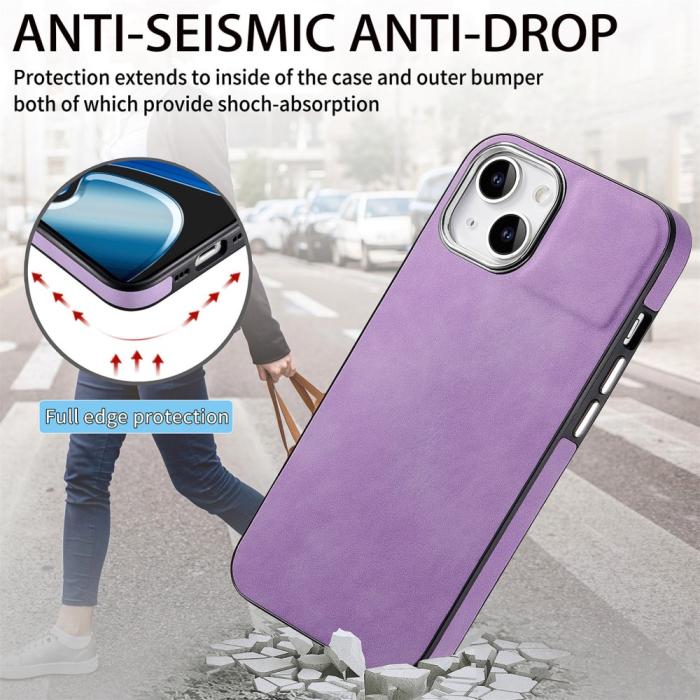 Bild 6, iPhone 15 Plus Skal Läderbelagt Skin Touch Lila