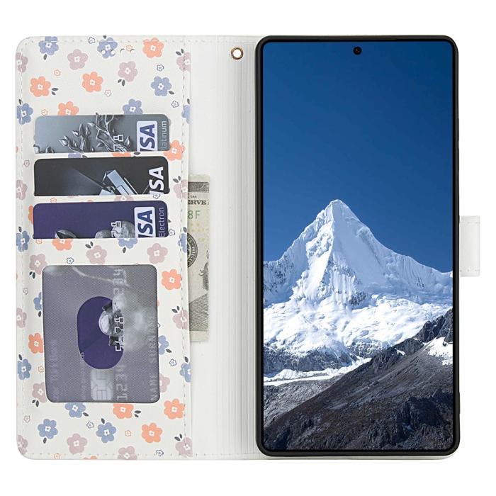 Bild 2, Samsung Galaxy S26 Ultra Fodral Rhombus Läder Blommor Vit