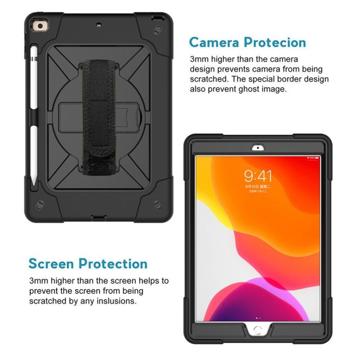 Bild 4, iPad 10.2 2019/2020/2021 Skal Hybrid 360 Kickstand Svart