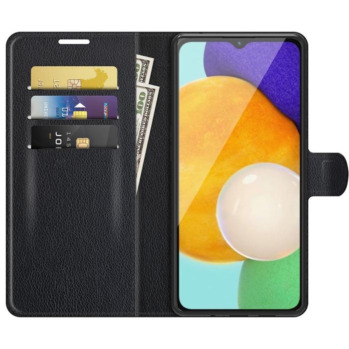 Bild 4, Samsung Galaxy A04s / A13 5G Fodral Litchi Läder Svart
