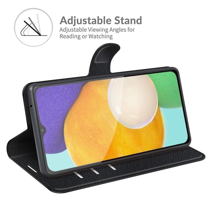 Bild 5, Samsung Galaxy A04s / A13 5G Fodral Litchi Läder Svart
