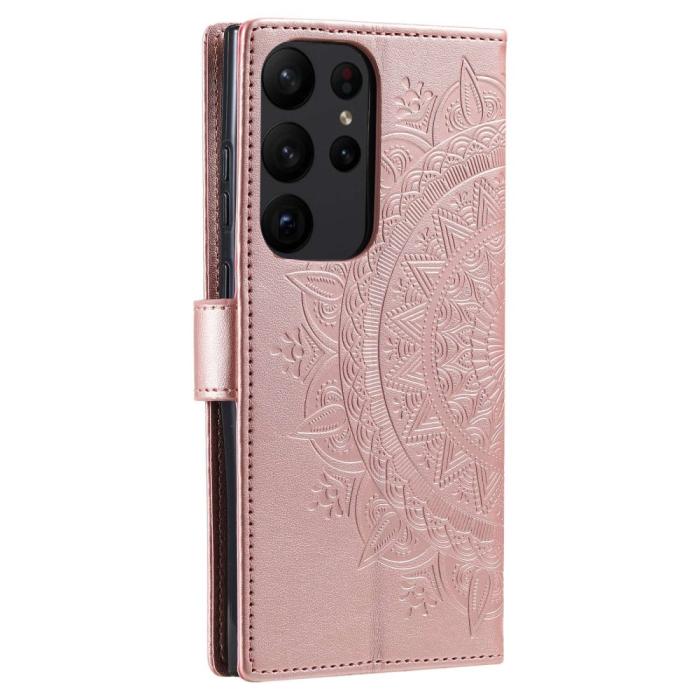 Bild 6, Samsung Galaxy S23 Ultra Fodral Mandala Läder Roséguld