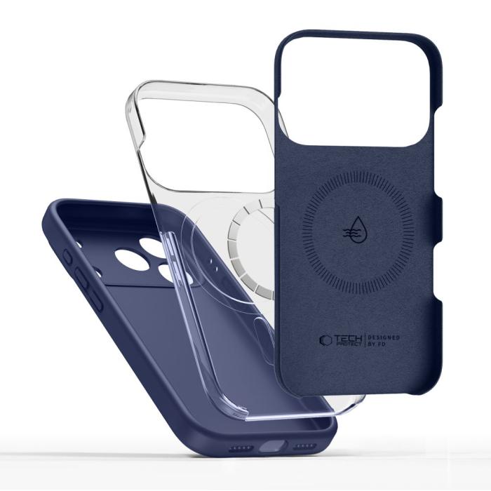 Bild 3, Tech-Protect iPhone 17 Pro Skal MagSafe Silicone Deep Blue
