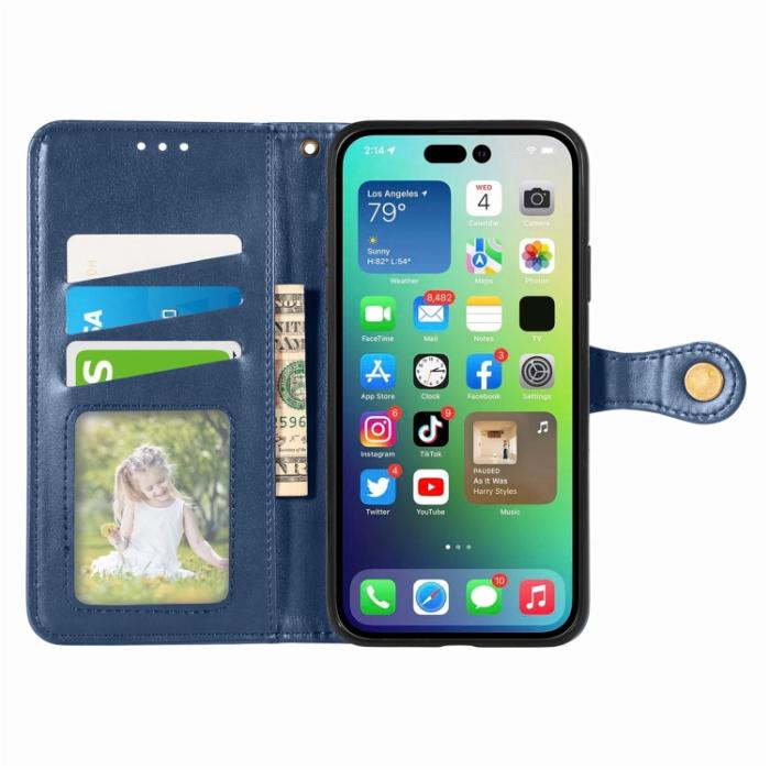 Bild 3, iPhone 15 Pro Fodral Solid Med Magnetisk Mässing Blå