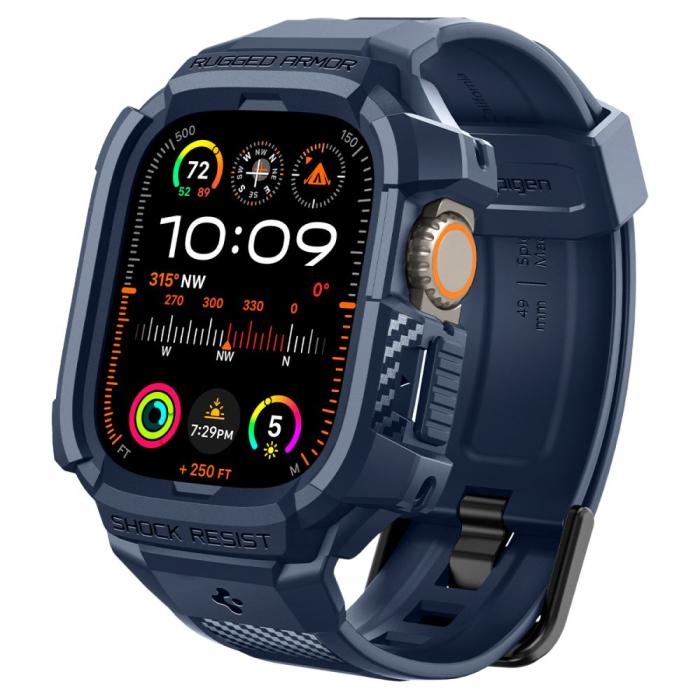 Bild 1, Spigen Apple Watch Ultra 49 mm Skal/Armband Rugged Armor 'Pro' Navy Blue