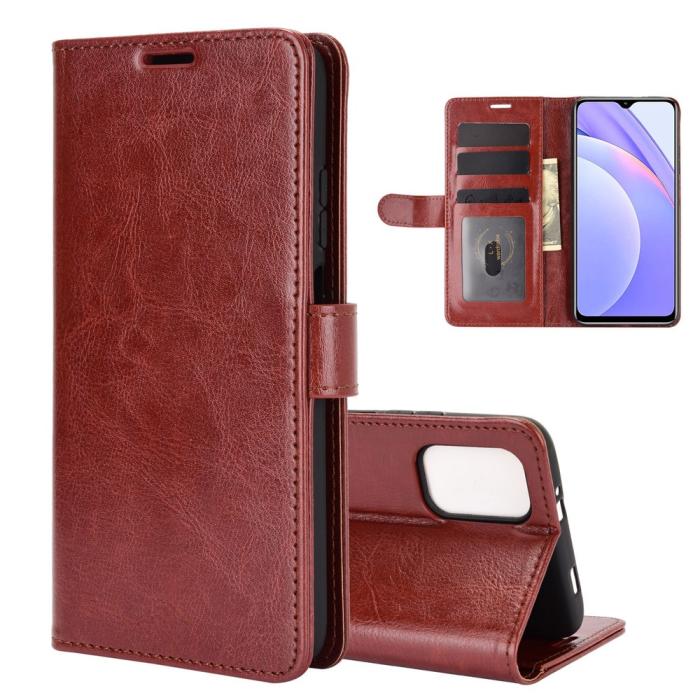 Bild 2, Xiaomi Redmi 9T - Crazy Horse Läder Fodral - Brun