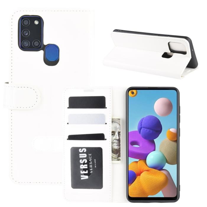 Bild 1, Samsung Galaxy A21s - Crazy Horse Plånboksfodral - Vit