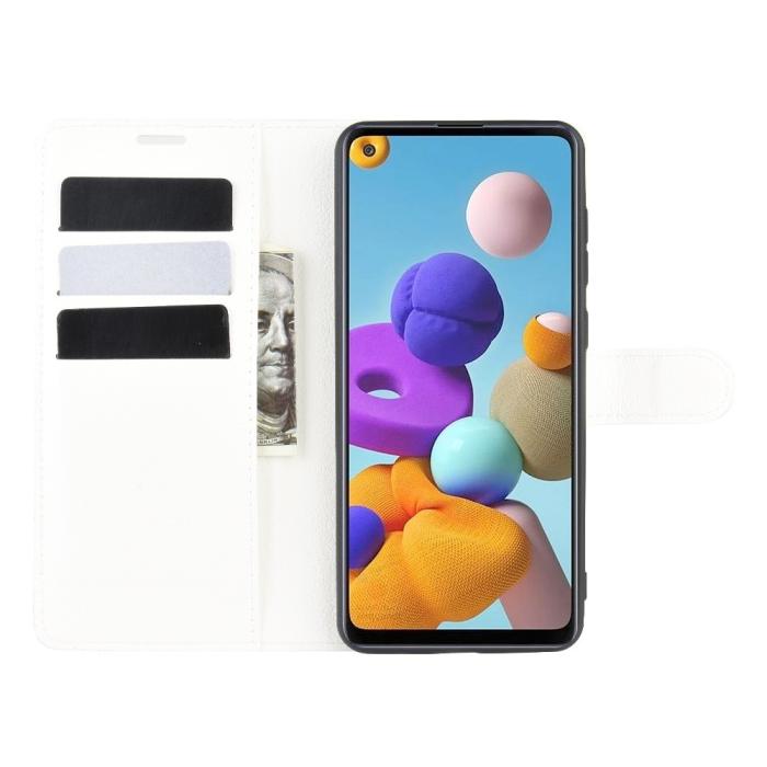 Bild 4, Samsung Galaxy A21s - Litchi Plånboksfodral - Vit