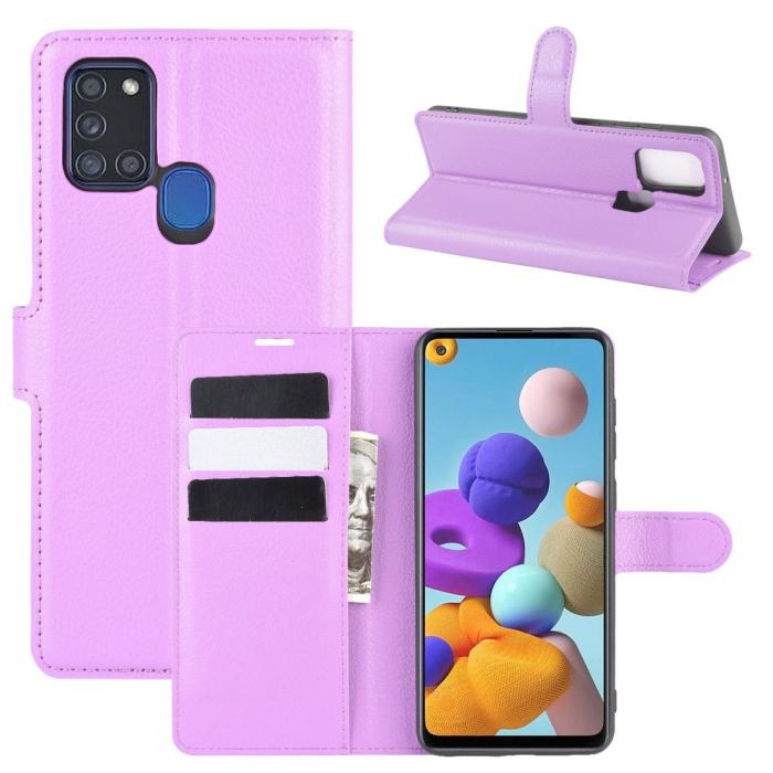 Bild 1, Samsung Galaxy A21s - Litchi Plånboksfodral - Lila