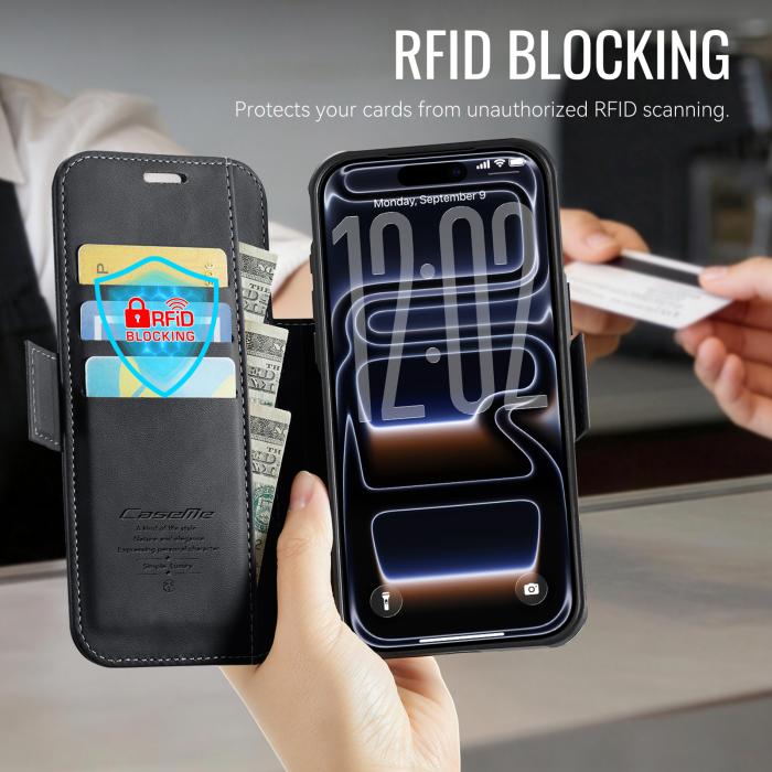 Bild 4, CASEME iPhone 17 Pro Skal RFID Plånbok Svart