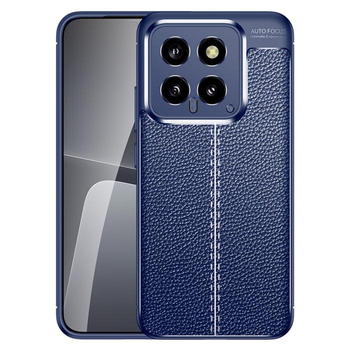 Bild 1, Xiaomi 14 Skal Litchi Läder Textur Blå