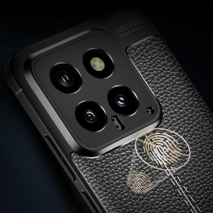 Bild 3, Xiaomi 14 Skal Litchi Läder Textur Blå