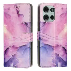 Motorola Moto G86 Power / G86 5G Fodral L&auml;der Marmor Lila