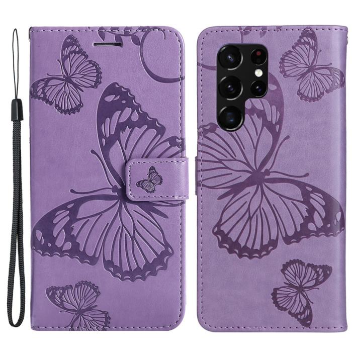 Bild 1, Samsung Galaxy S22 Ultra Fodral Tryck Butterfly Lila