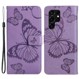 Samsung Galaxy S22 Ultra Fodral Tryck Butterfly Lila