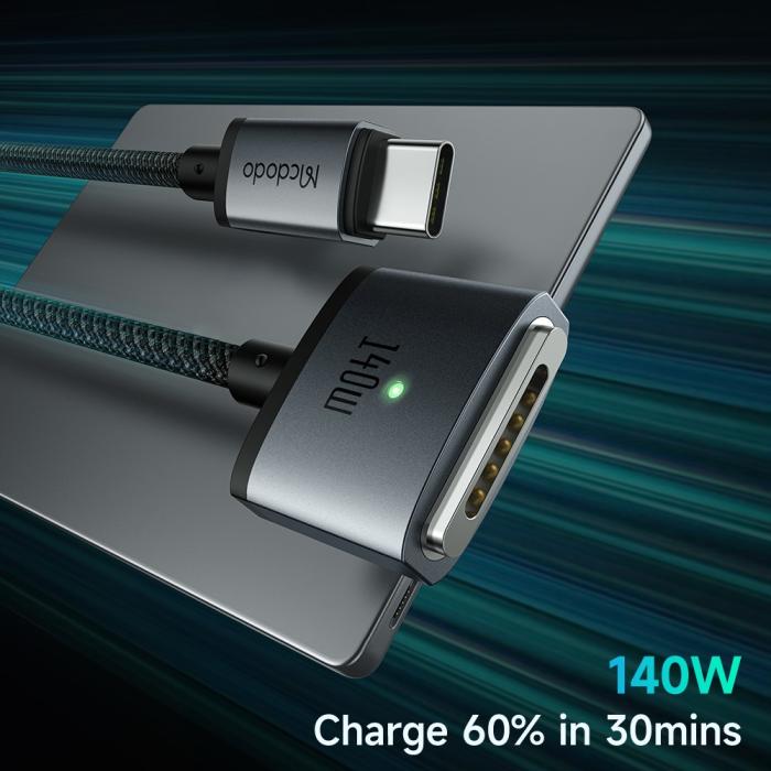 Bild 3, Mcdodo 2m 140W USB-C - MagSafe 3 Magnetisk Kabel LED Indikator